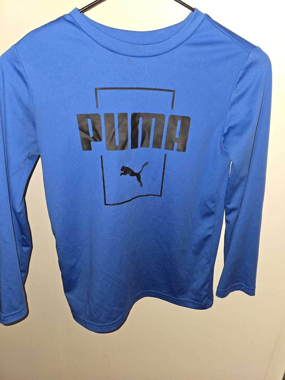 Puma Blue Long-Sleeve Performance Jersey with Black Logo